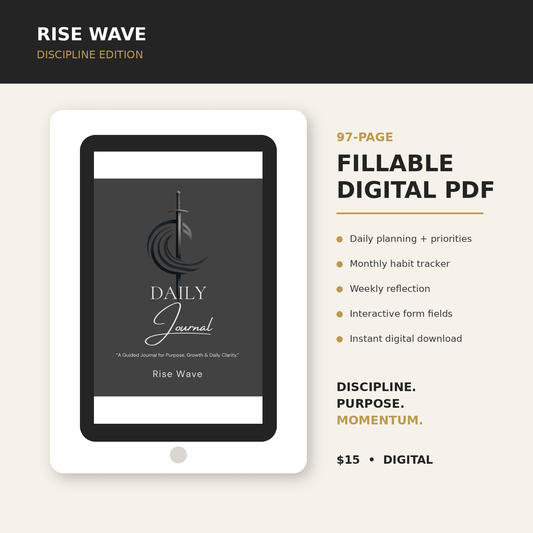 Rise Wave Discipline Edition fillable digital journal – 97-page PDF